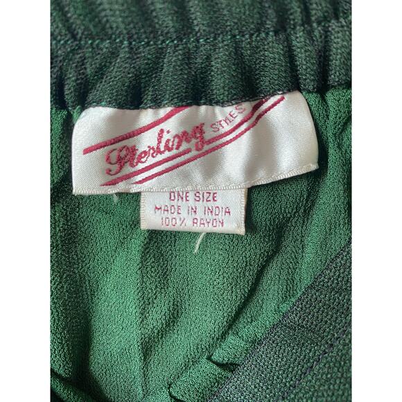 Sterling Styles Pull On Green w/ Black Tulle Witchy Boho Whimsical Midi Skirt - Picture 6 of 7